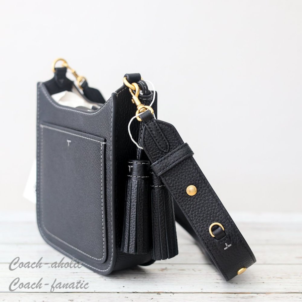 NWT Tory Burch Thea Web Mini Shoulder Bag Leather Crossbody in Black - Picture 6 of 14